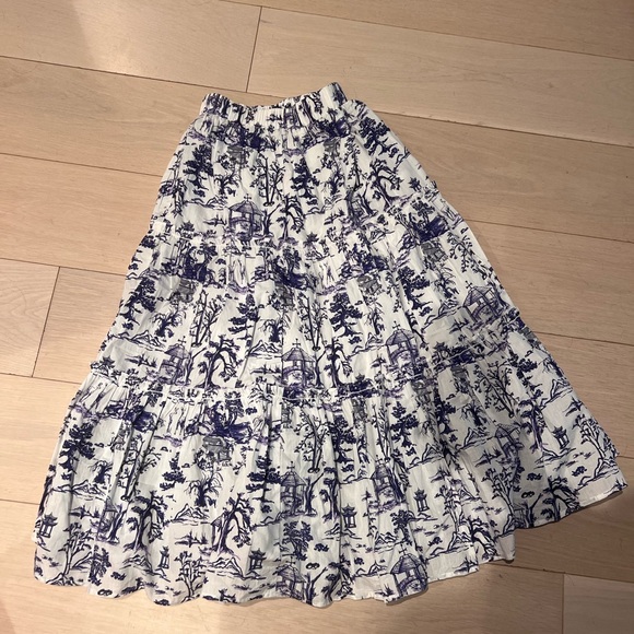 O.p.t Thalia midi skirt in XS - blue and white print - Picture 3 of 5